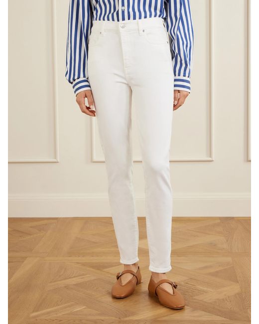 FRAME White Le High Skinny High-Rise Skinny-Leg Cotton-Blend Jeans
