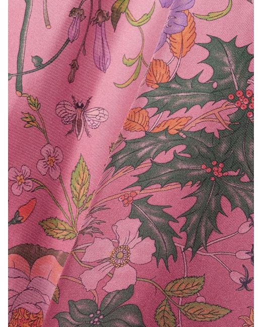 Gucci Red Schluppenbluse Aus Seiden-Twill Mit Blumenprint