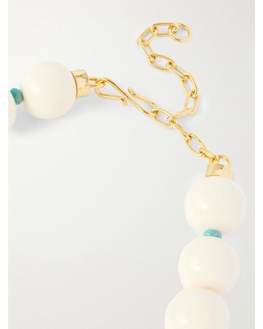 Lizzie Fortunato White Blanca-Tone, And Agate Beaded Necklace