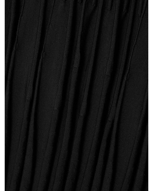 Alaïa Black Pleated Wool Midi Skirt