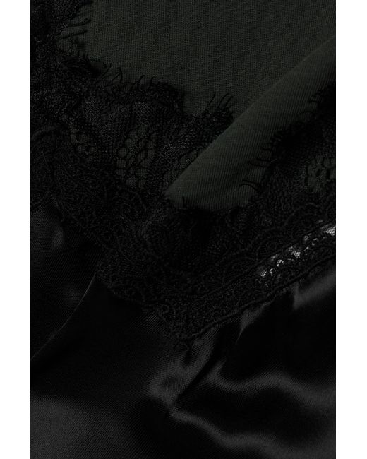 Sea Black Lorraine Lace-trimmed Silk-satin And Cotton-jersey Midi Dress