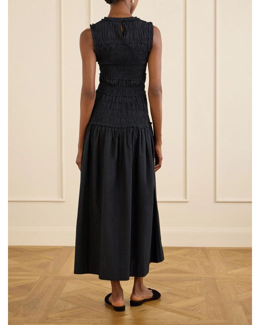 Doen Blue Mallory Cotton-Poplin Midi Dress