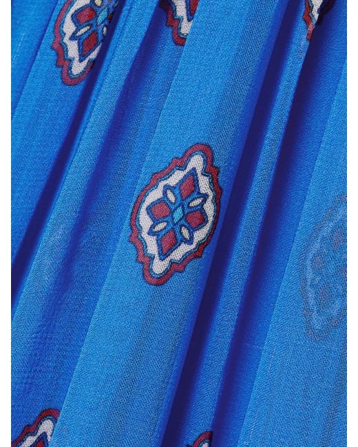 Farm Rio Blue Ainika Maxikleid Aus Bedrucktem Georgette Mit Raffungen