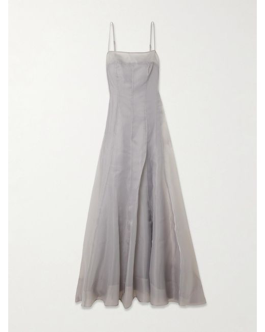 Staud White Gustav Paneled Organza Maxi Dress