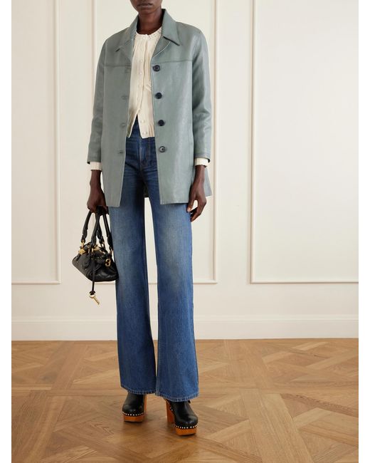 Chloé Blue Paneled Leather Jacket