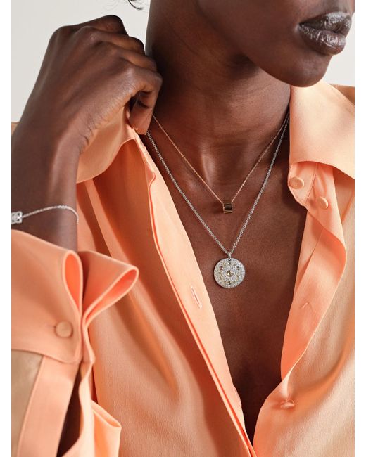 De Beers London Natural Talisman Medal 18-Karat Diamond Necklace