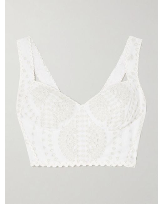 Haut Façon Corset En Coton Mélangé À Broderie Anglaise Goldie Charo Ruiz en coloris White