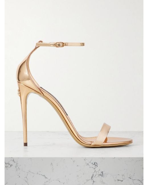 Dolce & Gabbana White Mirrored-Leather Sandals