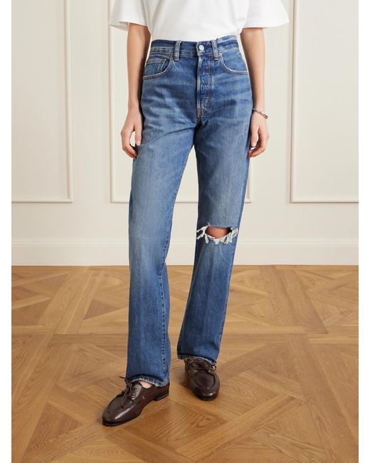 Polo Ralph Lauren Blue Distressed Straight-Leg Jeans