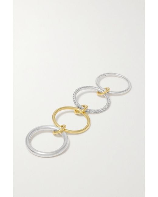 Spinelli Kilcollin Metallic Nimbus Set Of Four Sterling And 18-Karat Diamond Rings