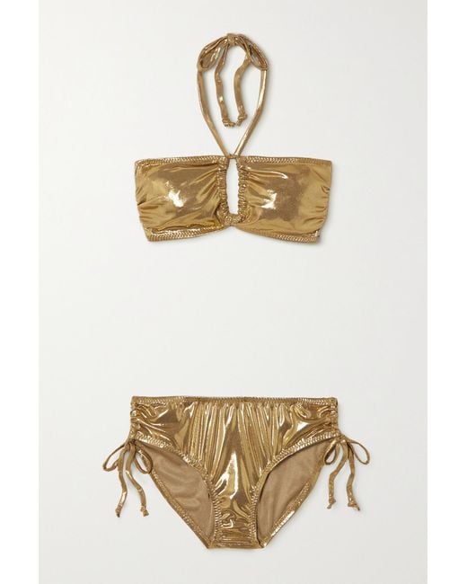 Norma Kamali Jason Stretch-lamé Bikini in Gold (Metallic) - Lyst