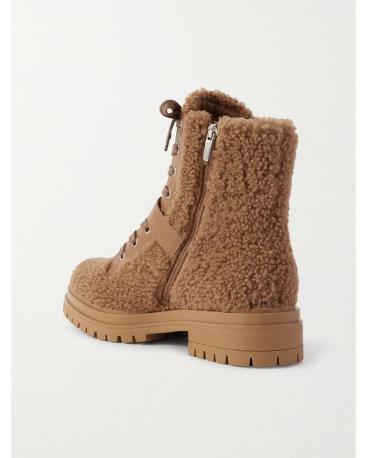 Gianvito Rossi Brown 20 Buckled Leather-Trimmed Shearling Ankle Boots