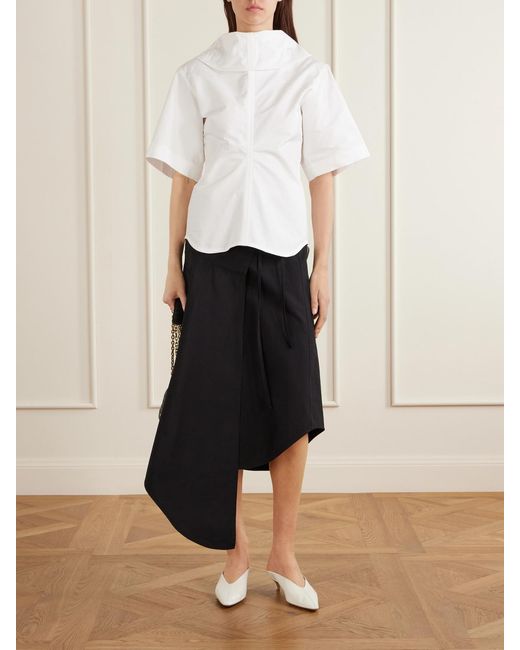 Bottega Veneta Black Wrapped Cotton-Mousseline Maxi Skirt
