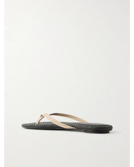 St. Agni White Suede Woven Flip Flop
