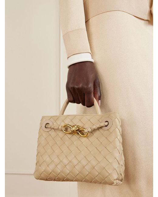 Bottega Veneta Natural Mini Andiamo Intrecciato Leather Tote