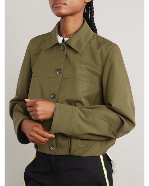 Loewe Green Embroidered Cotton And Silk-Blend Jacket