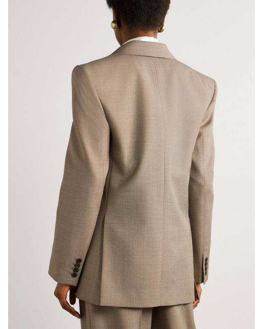 Saint Laurent Natural Double-Breasted Wool Suit Jacket