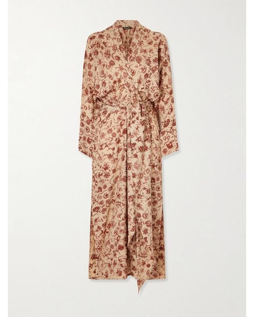 Loro Piana White Laura Floral-Print Silk Midi Dress