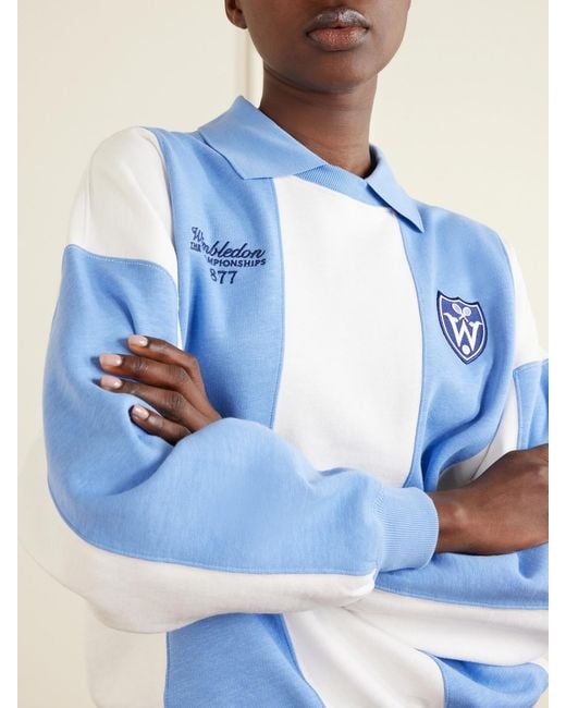 Polo Ralph Lauren Blue Wimbledon Logo-Embroidered Cotton-Blend Sweater