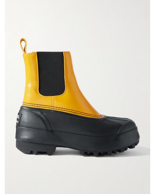 Proenza Schouler Blue Sorel Caribou Leather And Rubber Platform Chelsea Boots