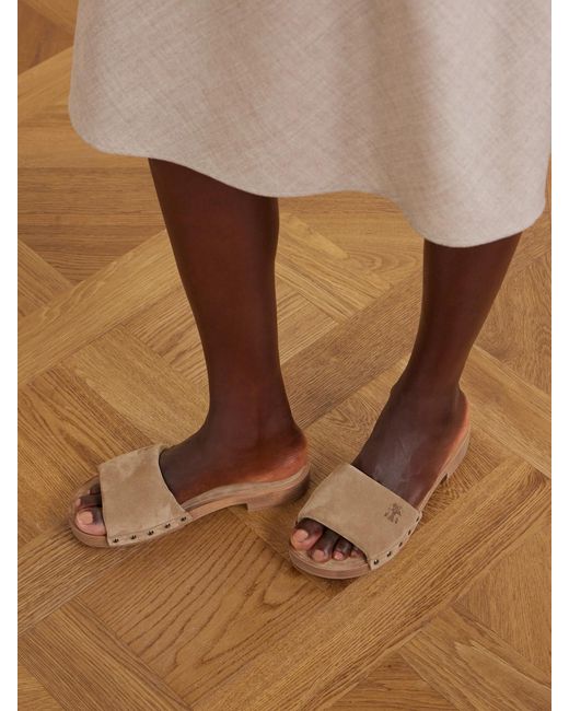 Brunello Cucinelli White Suede Clogs