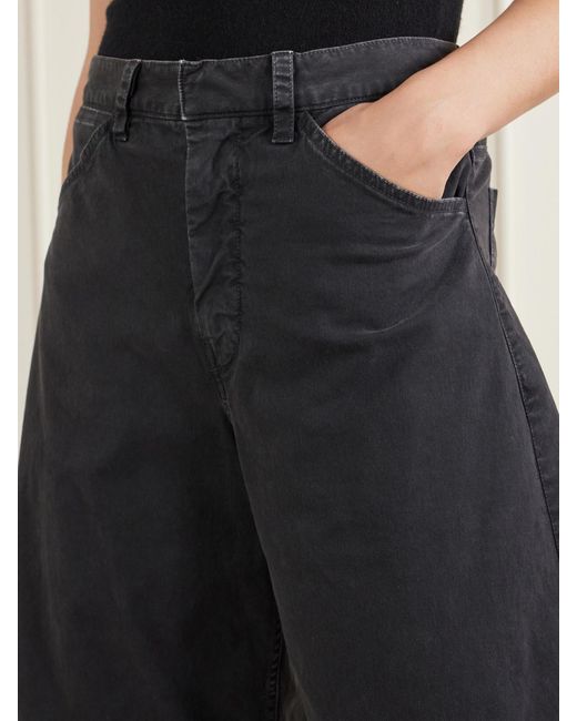 Nili Lotan Blue Tribeca Brushed Cotton-Blend Twill Barrel-Leg Pants