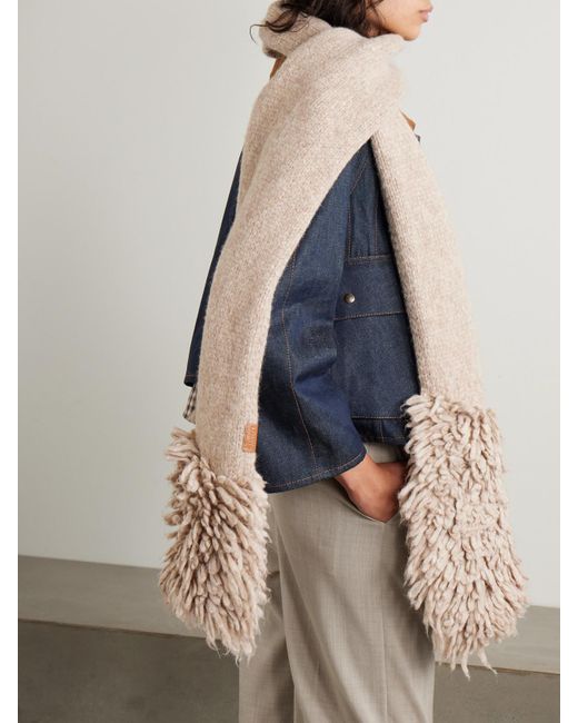 Loewe Natural Fringed Mélange Alpaca-Blend Scarf