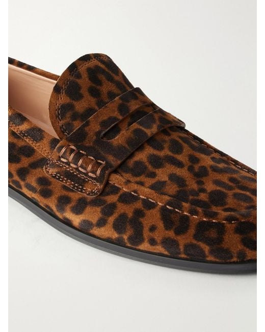 Gianvito Rossi Brown George Nuit Leopard-Print Suede Loafers