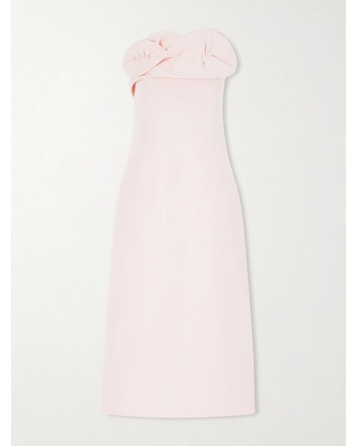 Magda Butrym Pink Strapless Silk-Crepe Midi Dress