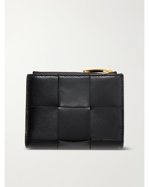 Bottega Veneta Black Cassette Intrecciato Leather Wallet
