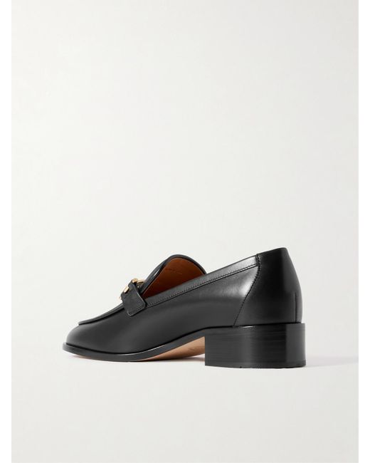 Tod's Black Embellished Leather Loafers