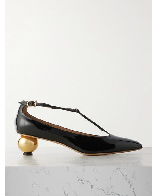 Ferragamo Black Tania Mary-Jane-Pumps Aus Lackleder