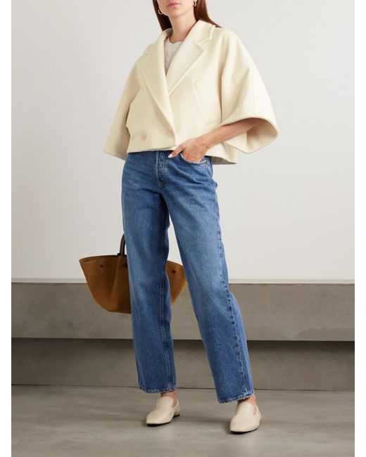 Max Mara Natural Galea Verkürzte, Doppelreihige Jacke Aus Einer Woll-Kaschmirmischung