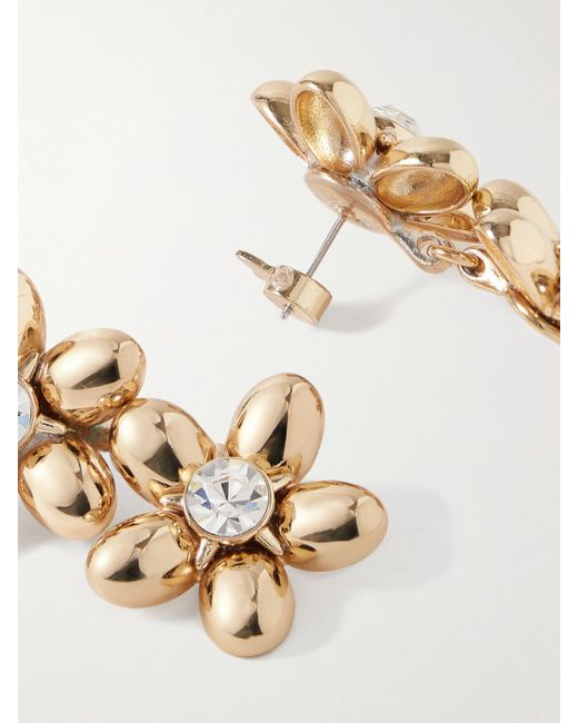 Carolina Herrera Metallic Double Flower-Tone Crystal Earrings