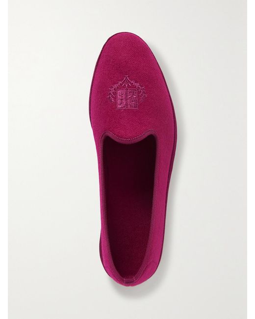 Loro Piana Multicolor Venice Embroidered Cashmere-Blend Flannel Slippers