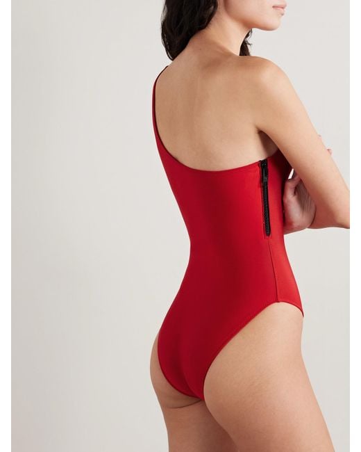 Lisa Marie Fernandez Red Arden One-Shoulder Neoprene Swimsuit