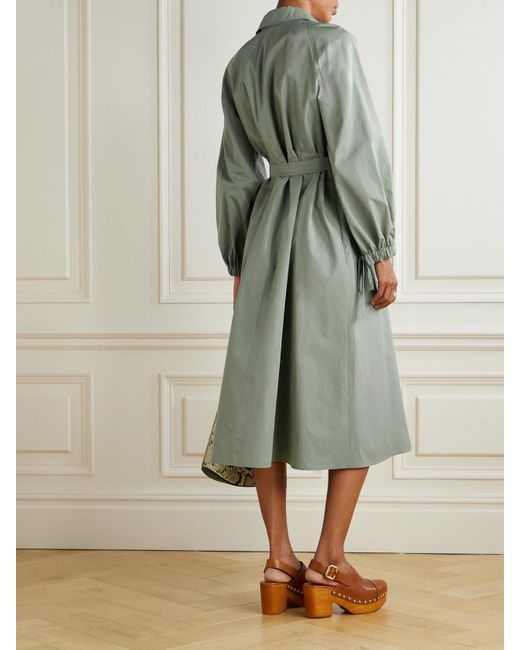 Robe-Chemise Midi En Popeline De Coton À Ceinture Viale Max Mara en coloris Green