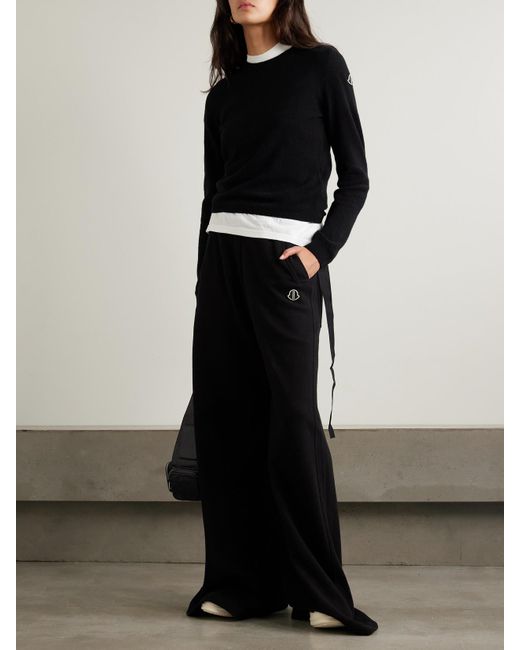 Rick Owens Black Moncler Biker Pullover Aus Einer Woll-Kaschmirmischung Mit Jacquard-Muster