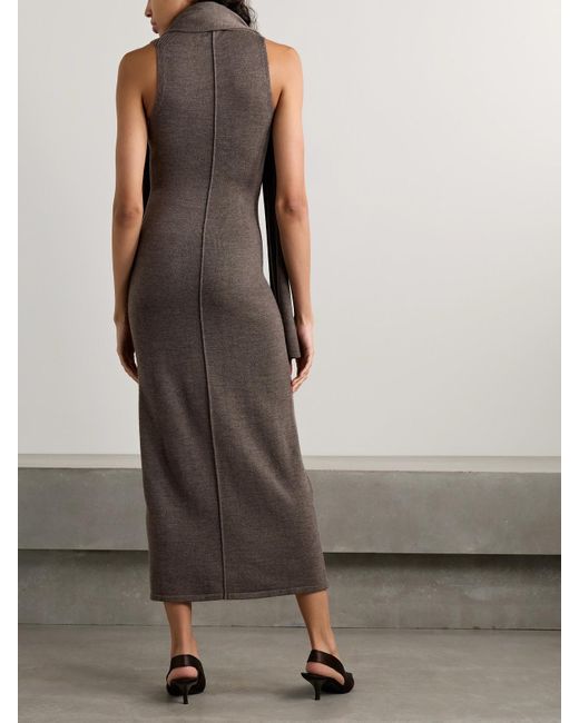 Robe Midi En Laine À Col Roulé Et À Écharpe Canal Staud en coloris Brown