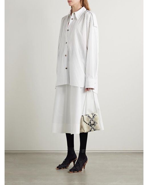 Khaite White Tamal Oversized Striped Cotton-Poplin Shirt