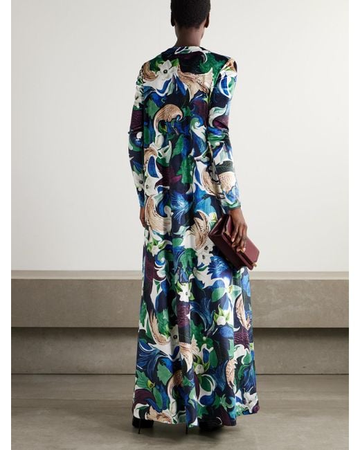 Robe Longue En Jersey Imprimé Carrington Mary Katrantzou en coloris Blue