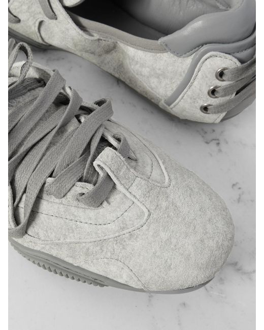 Chaussures Plates En Daim À Finitions En Cuir Acne en coloris Gray