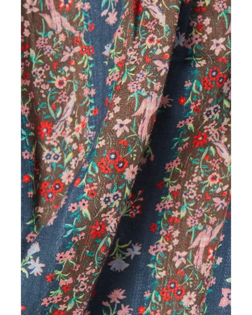 See By Chloé Blue Deva Printed Linen Midi Dress