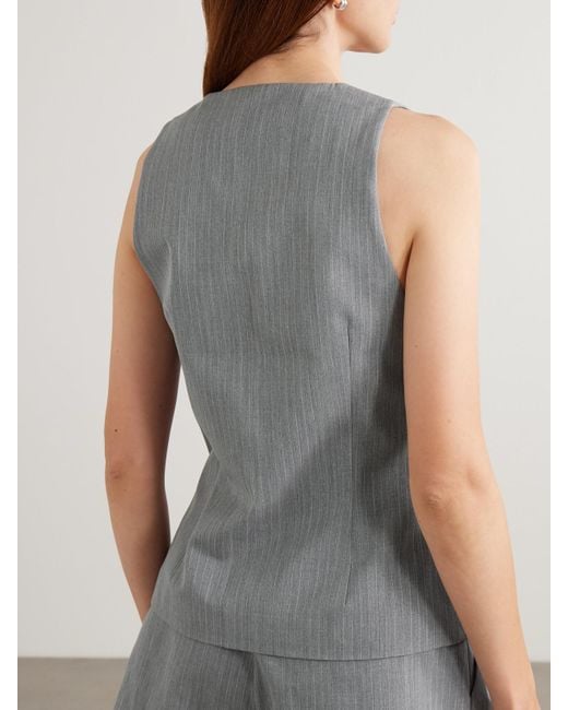 St. Agni Gray Pinstriped Wool-Blend Twill Vest