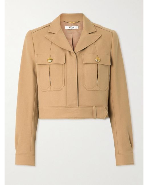 Chloé Natural Cropped Cotton-Drill Jacket