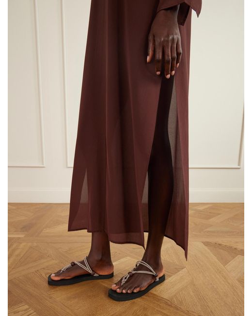 Loeffler Randall Black Mika Bead-Embellished Cord Sandals