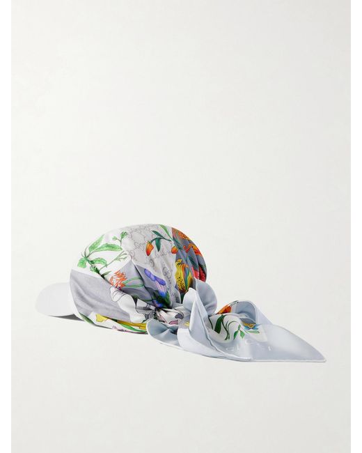 Gucci White Printed Silk-Twill Baseball Cap