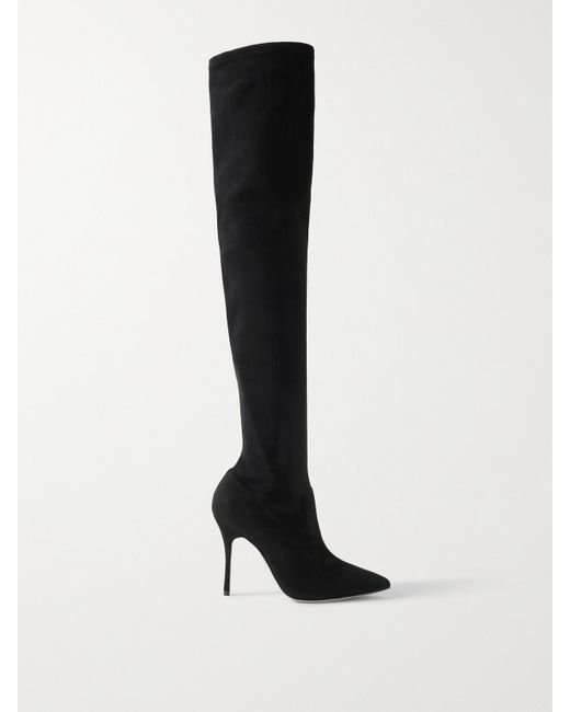 Manolo Blahnik Black Pascalarehi 105 Overknees Aus Veloursleder
