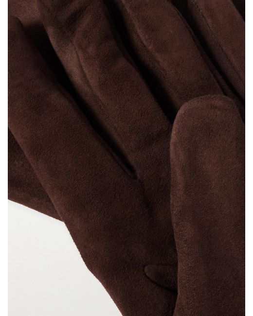 Nour Hammour Brown Suede Gloves