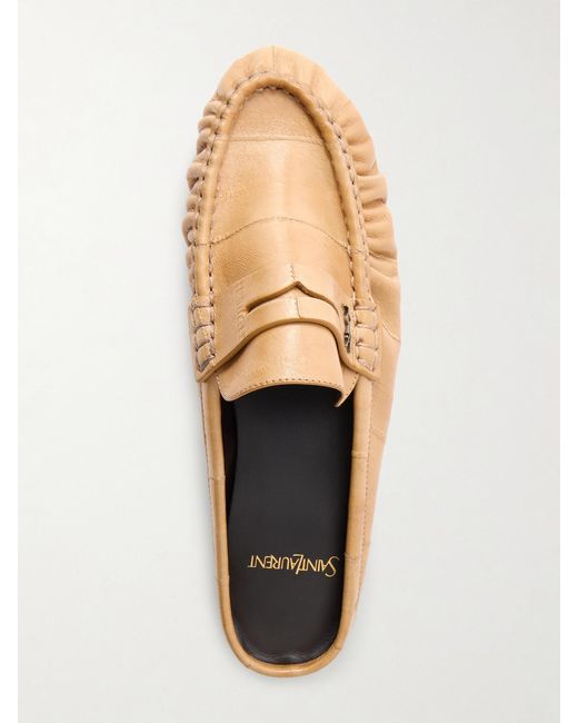 Saint Laurent White Le Loafer Eel Slippers